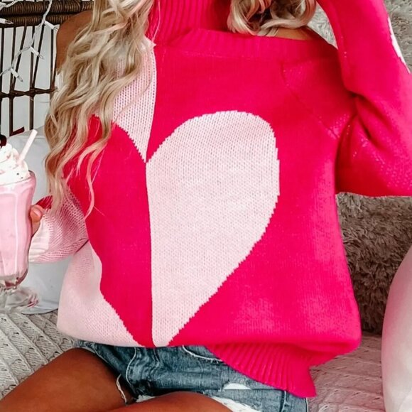 NWT Heart Turtleneck Cold Shoulder Sweater – Love & Style - Picture 9 of 9